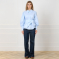 Preview: Bluse mit Ballonärmeln und Taillengürtel in Blau
